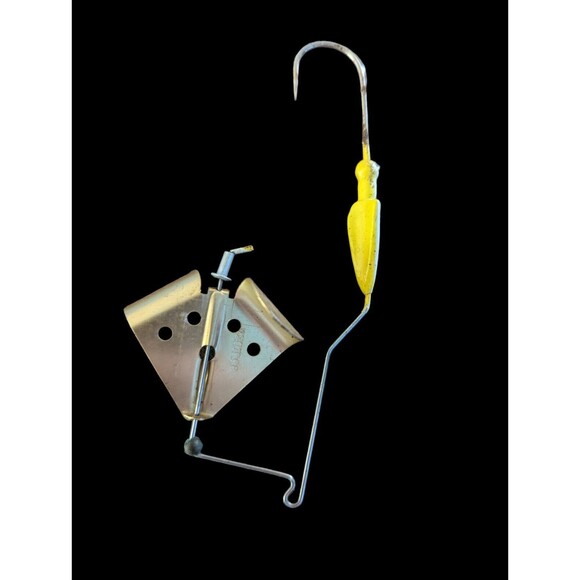 Vintage Fishing Lure Gold Yellow Spinner Spoon Single Hook Tackle Bait 4.5 inch - Picture 1 of 5